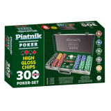 Set Piatnik Poker profesional - 300 jetoane de cazinou de 14 grame, 2 pachete cărți de joc, 5 zaruri