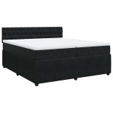 Cumpara ieftin Pat box spring cu saltea, negru, 200x200 cm, catifea