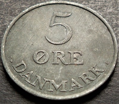 Moneda 5 ORE - DANEMARCA, anul 1958 *cod 1858 A - varianta mare = ZINC! foto