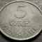 Moneda 5 ORE - DANEMARCA, anul 1958 *cod 1858 A - varianta mare = ZINC!