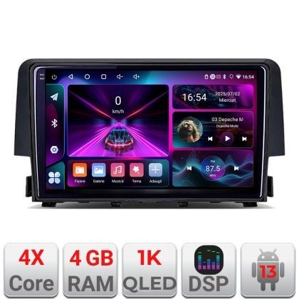Navigatie Honda Civic 2016-2020 4+64 InCell Display 1K Android Waze USB Navigatie Internet Youtube Radio CarStore Technology