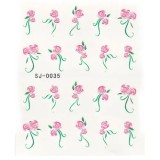 Cumpara ieftin Flori roz deschis, frunze - modele transfer cu apă, nail art, INGINAILS