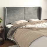 VidaXL Tăblie de pat cu aripioare gri deschis 163x23x118/128cm catifea 3118150