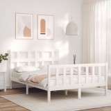 Cumpara ieftin Cadru de pat fără saltea, alb, 120x200 cm, lemn masiv pin