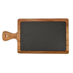 Tava de servire eleganta din piatra cu maner din lemn de acacia 26x18 cm Handy KitchenServ
