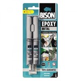 Adeziv Bicomponent Epoxy Metal Bison, 24ml, Rezistent la Uzura, Presiune si Vibratii, Gri Metalic