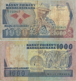 1987 , 1,000 francs ( P-68b ) - Madagascar