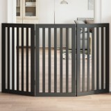 vidaXL Poartă pentru c&acirc;ini pliabilă 3 panouri negru, 150 cm, lemn plop