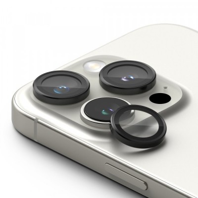Folie de protectie Camera Spate Ringke pentru Apple iPhone 16 Pro Max / 16 Pro, Sticla Securizata, Set 2 bucati, Neagra foto