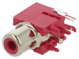 Conector RCA soclu mamă unghi 90&deg; THT alamă nichelat