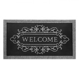 Covoraș Ușă, Model Welcome, Gri/Negru, 90x50cm, Grosime 5mm, Cauciuc/Mochetă