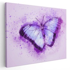 Tablou canvas fluture schita acuarela alb, bleu, mov 1158 Tablou canvas pe panza CU RAMA 20x30 cm