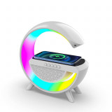 Lampa inteligenta RGB cu incarcare wireless, 15W, Bluetooth, FM