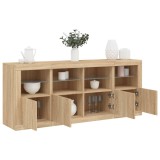 VidaXL Servantă cu lumini LED, stejar sonoma, 163x37x67 cm