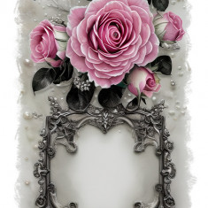 Sticker decorativ, Trandafir, Roz, 85 cm, 9329ST