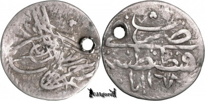 1755 (1168AH) #1a, AR Para - Osman al III-lea - Constantinopol - Imperiul Otoman foto