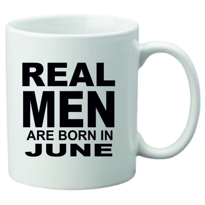 Cana alba personalizata &quot; Real Men are born in June&quot;, INOVATIX&reg;. 330ml
