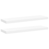 Cumpara ieftin Rafturi de perete suspendate, 2 buc., alb, 80x23,5x3,8 cm, MDF