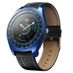 Ceas Smartwatch Techstar? V10 Albastru, Carbon Metal, Cartela SIM, 1.22 inch, Alerte Sedentarism, Hidratare, Bluetooth 4.0 foto