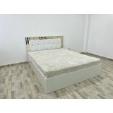 Pat Carla 160 cm x 200 cm Alb cu Saltea Ortopedica
