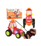 Tractor saritor de jucarie, cu telecomanda RC, sunete si lumini, din Plastic, 17x15x13 cm, rosu