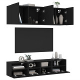 Unitati TV de perete, 5 piese, negru, lemn prelucrat GartenMobel Dekor, vidaXL