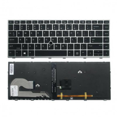Tastatura laptop noua HP EliteBook 840 G5 846 G5 840 G6 SILVER FRAME BLACK (Backlit ,With Point Stick,Win8) US foto