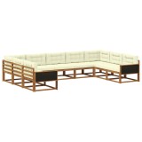 vidaXL Set de canapele de exterior cu pernă 9 pcs Natural și Crem 3382873