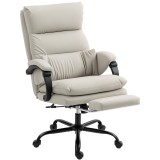 HOMCOM Scaun de Birou cu Masaj la 6 Puncte și Funcție de &Icirc;ncălzire, Reglabil 135&deg; din Piele PU cu Suport pentru Picioare, Brațe Tapițate, &Icirc;nălțime Reg