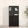 Dulap inalt Gossi, stejar negru, 68x37x142 cm, 4 usi, lemn prelucrat, depozitare living/dining, design modern