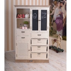 Bufet vintage din lemn alb cu maro HMB043