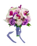Buchet mediu personalizabil cu trandafiri si orhidee (Alb, Violet), Eventissimi&reg;