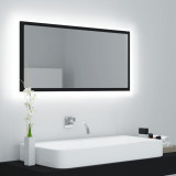 VidaXL Oglindă de baie cu LED, negru, 90x8,5x37 cm, PAL