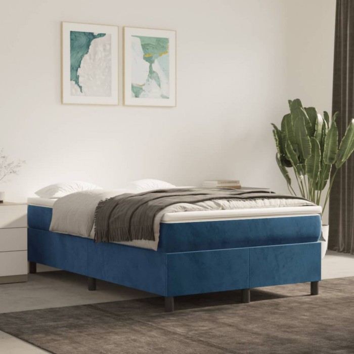vidaXL Cadru de pat box spring, albastru &icirc;nchis, 120x200 cm, catifea