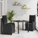 vidaXL Set de masă pentru grădină cu pernă 3 pcs Negru poliratan 3380372