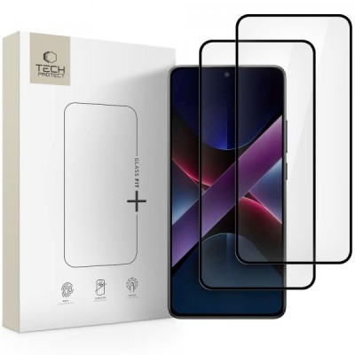 Folie de protectie Ecran Tech-Protect FIT+ pentru Xiaomi Poco X7 Pro, Sticla Securizata, Full Glue, Set 2 bucati, 2.5D foto