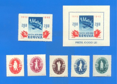 ROMANIA 1946. LP 195 /LP 196 - 1 MAI Ziua Muncii. Colita si serie. foto