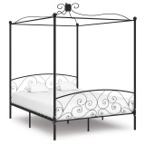 Cumpara ieftin Cadru de pat cu baldachin, negru, 160 x 200 cm, metal