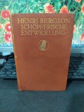 Henri Bergson Evolutia Creatoare 1912, Editie Bibliofila, Ex. 10/20, Hartie Manuala, Jena, Legatura Piele, Carte Veche