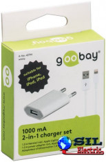 Alimentator Apple Lightning 1 iesire 1 A alb, 1.0 m Goobay foto