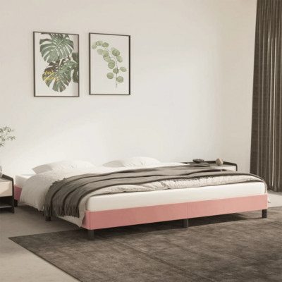 vidaXL Cadru de pat, roz, 200x200 cm, catifea foto