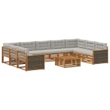 vidaXL Set de canapele de exterior 10 pcs Natural și gri deschis 3383859