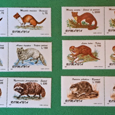 TIMBRE ROMANIA MNH LP1425/1997 Animale cu blana pretioasa -Serie în pereche