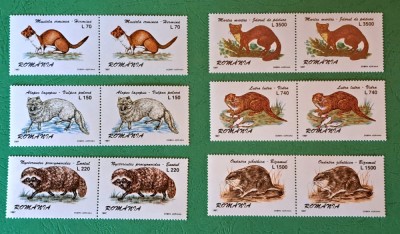 TIMBRE ROMANIA MNH LP1425/1997 Animale cu blana pretioasa -Serie &amp;icirc;n pereche foto