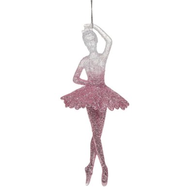 Ornament Brad Crăciun Balerină Glitter Roz Argintiu 17cm foto