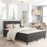 vidaXL Pat continental, gri &icirc;nchis, 180x200 cm, material textil