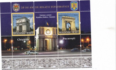 2011 LP 1918 EMISIUNE COMUNA REPUBLICA MOLDOVA - ROMANIA,BLOC MNH foto