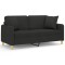 Canapea cu 2 locuri cu pernute, negru, 140 cm, textil