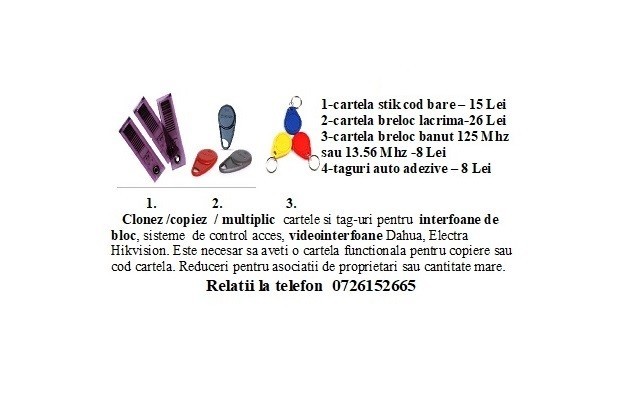 Cartele interfon, video-interfon si control acces
