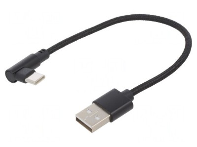 Cablu USB 2.0 USB-A la USB-C 0.2m Negru foto